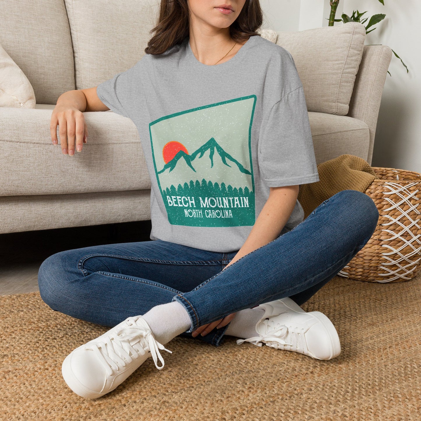Beech Mountain NC Let it Snow T-Shirt — Retro Mountain Sunrise Snow Tee