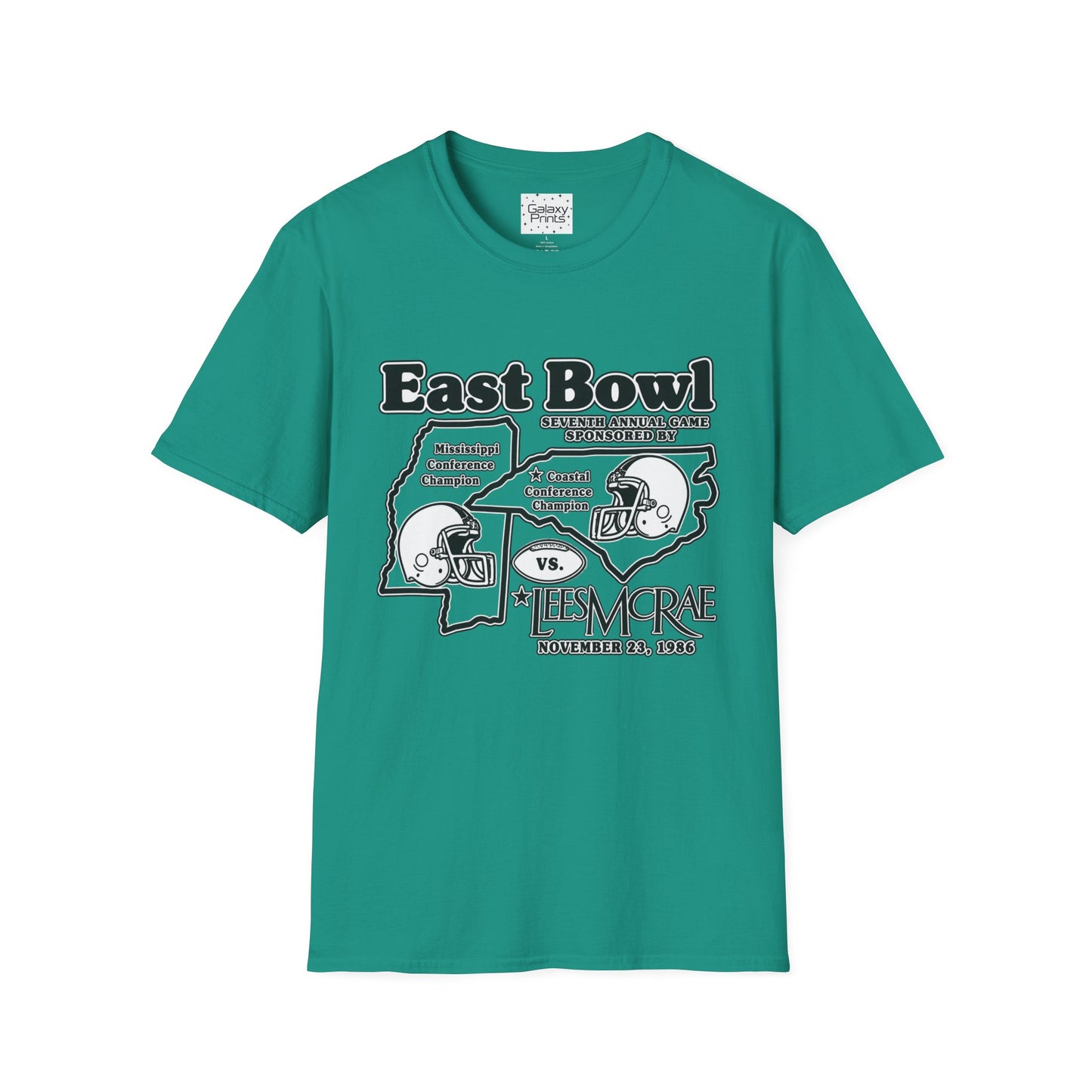 1986 East Bowl Vintage Football T-Shirt — Retro Game Day Tee (East Bowl, Lees McRae)
