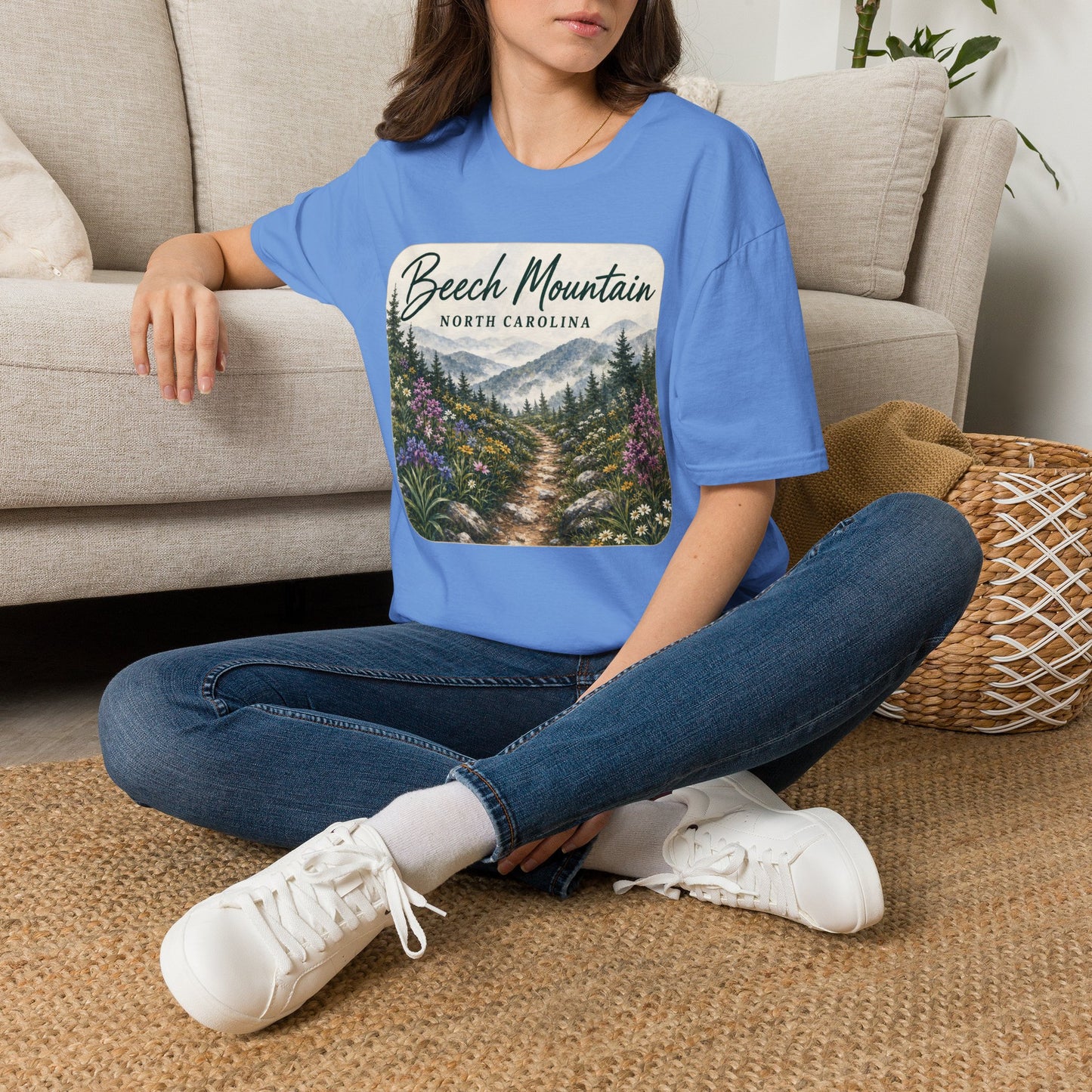 Beech Mountain North Carolina Scenic T-Shirt — Mountain Trail Floral Design