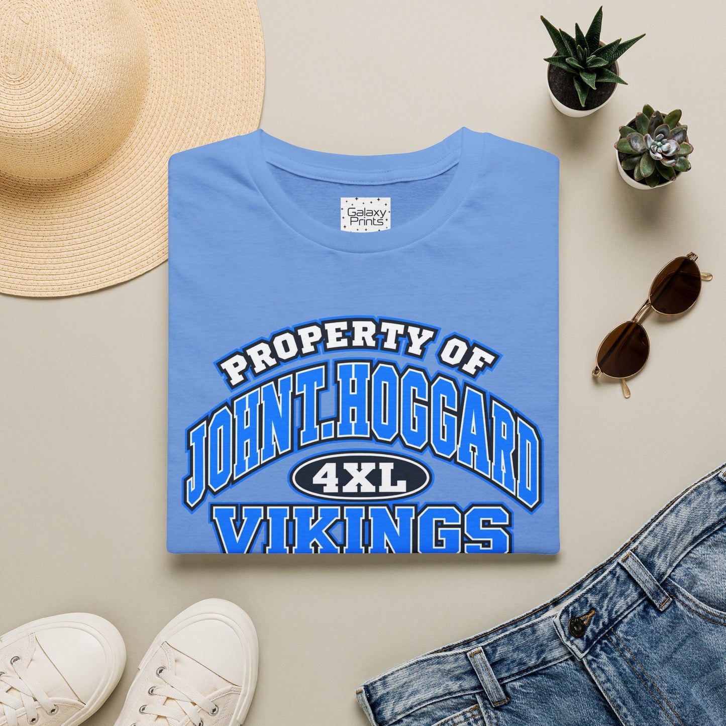 Property of JTH Vikings T‑Shirt 4XL — Viking in Power Circle back - Hoggard School Spirit Tee