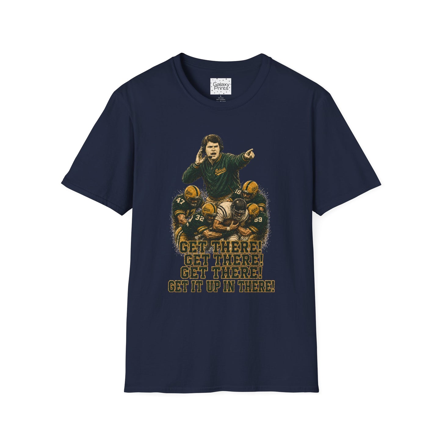 Lees-McRae College Bobcats Vintage Football T-Shirt — Coach Johnson  "Get There! x 3 Get it up" - Forever Undefeated