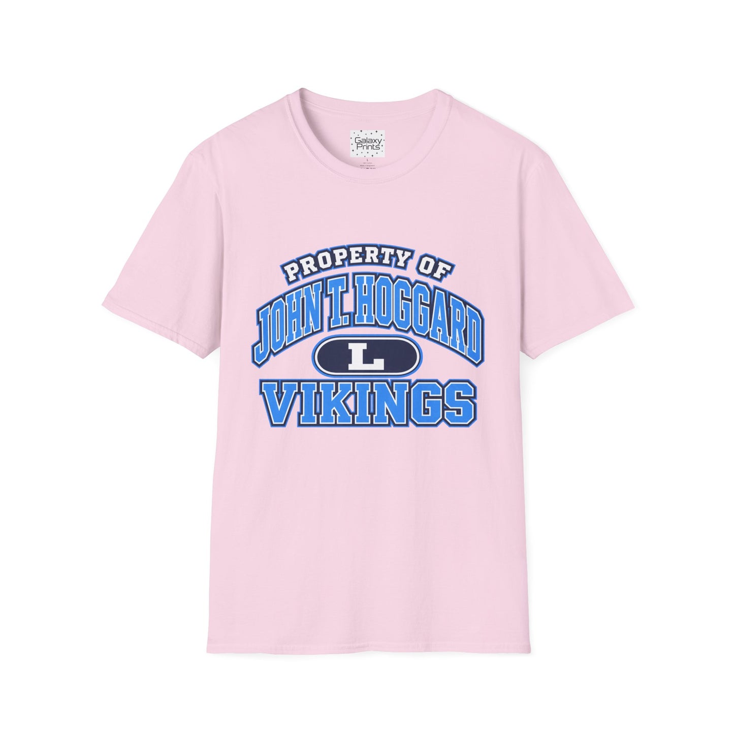 Property of JTH Vikings T‑Shirt L — Viking in Power Circle back - Hoggard School Spirit Tee