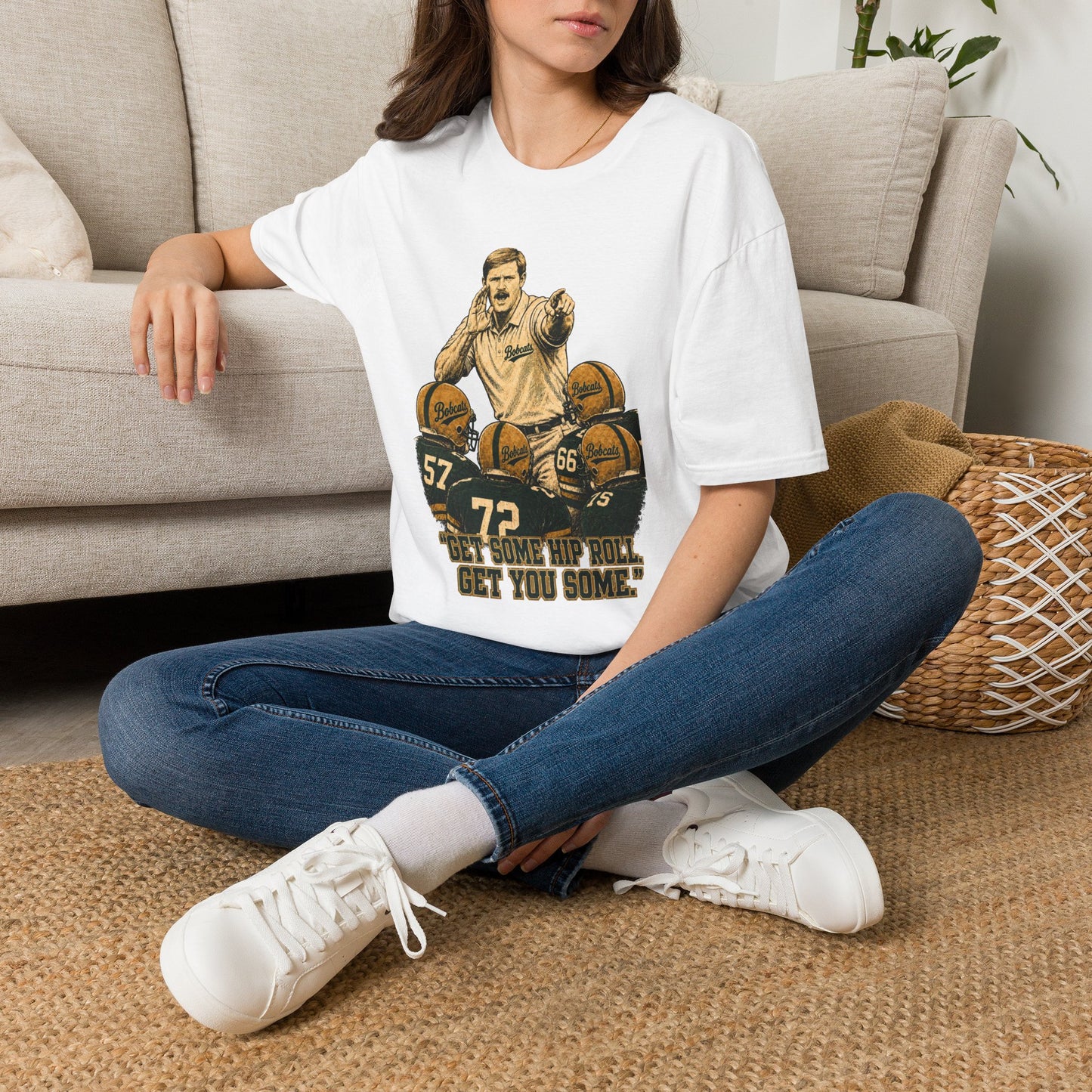 Lees-McRae College Bobcats Vintage Football T-Shirt — Coach Bryan 2  "Get some hip roll, get you some" - Forever Undefeated