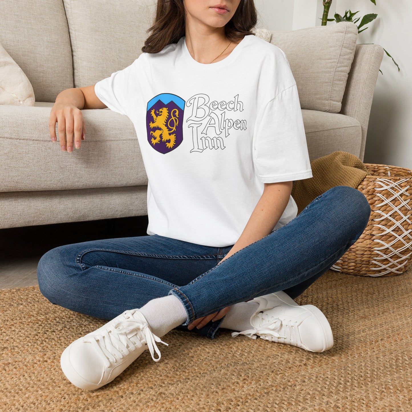 Beech Alpen Inn Crest Tee - (vintage heraldic logo) T-Shirt - Beech Mtn, NC