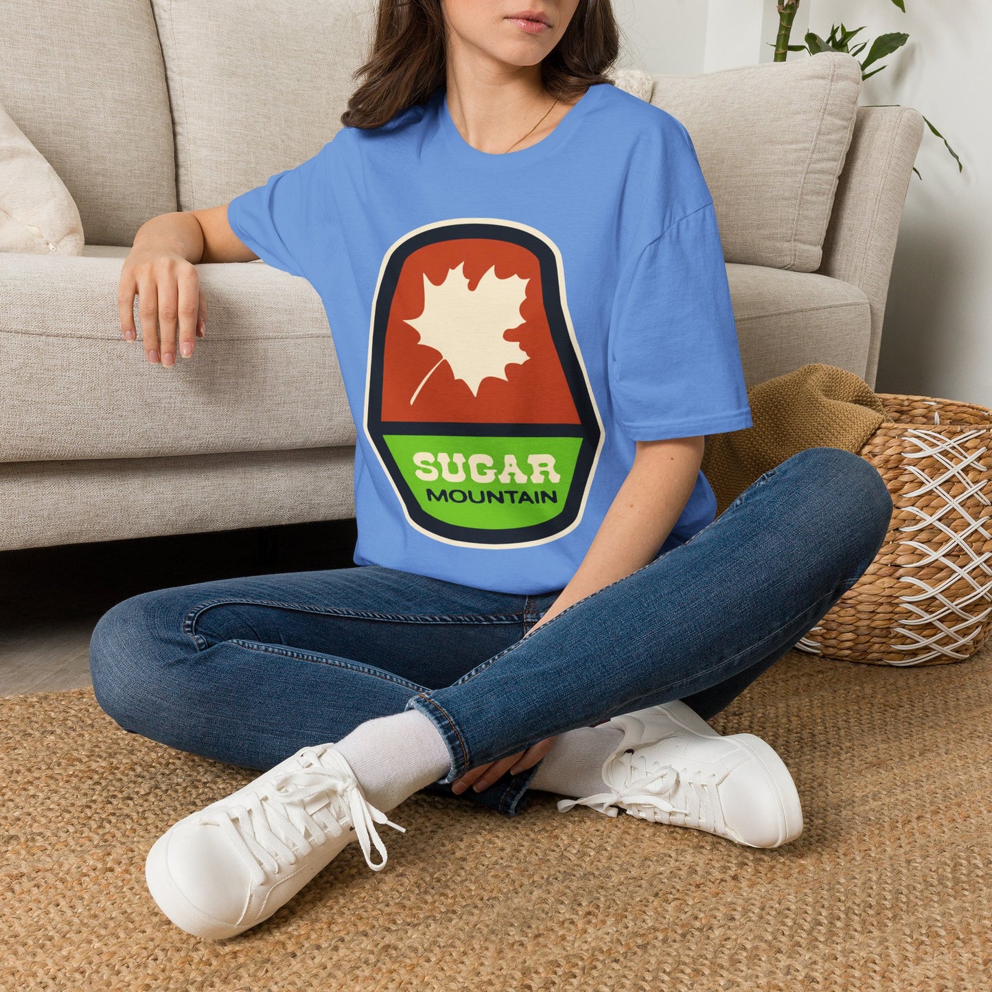 Sugar Mountain Ski Maple Leaf T-Shirt - Retro Throw Back to the 80's