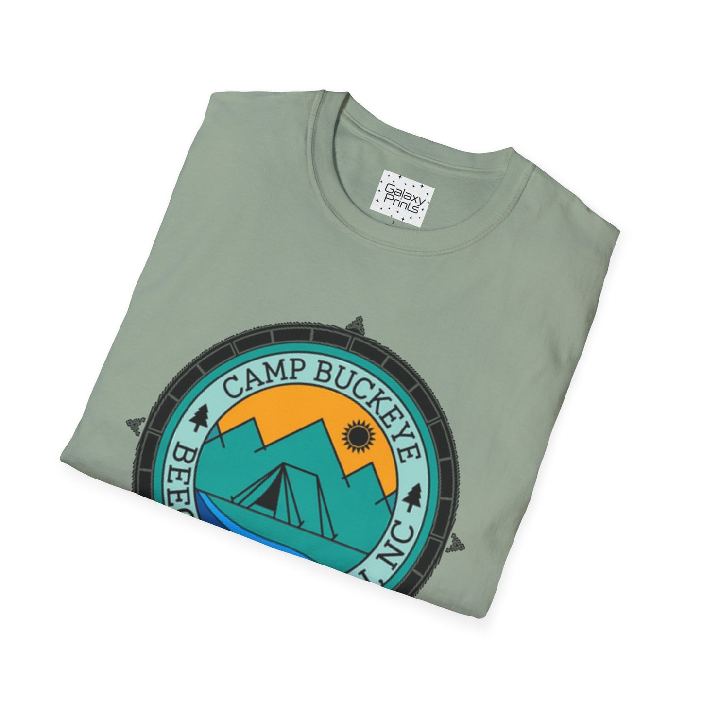 Camp Buckeye Beach Mountains T-Shirt — Vintage Outdoor Camping Badge Tee