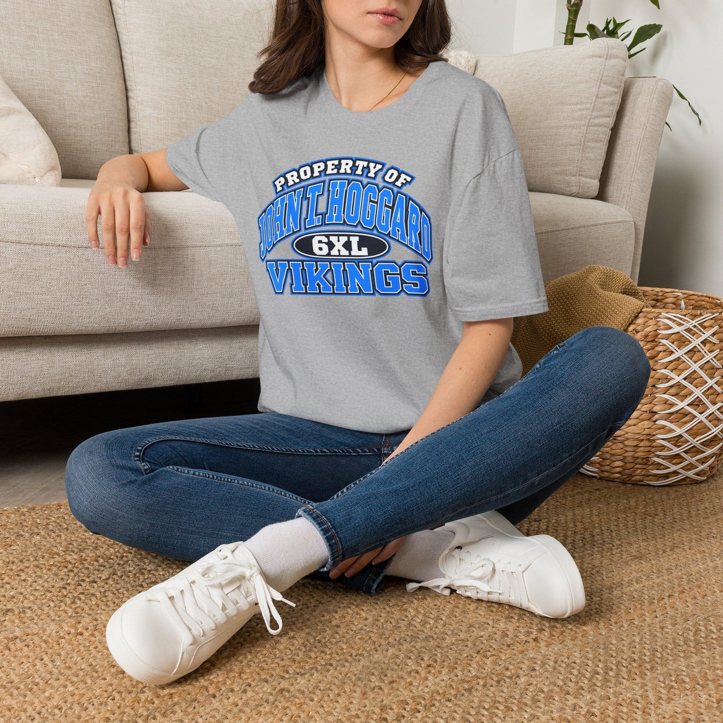 Property of JTH Vikings T‑Shirt 6XL — Viking in Power Circle back - Hoggard School Spirit Tee