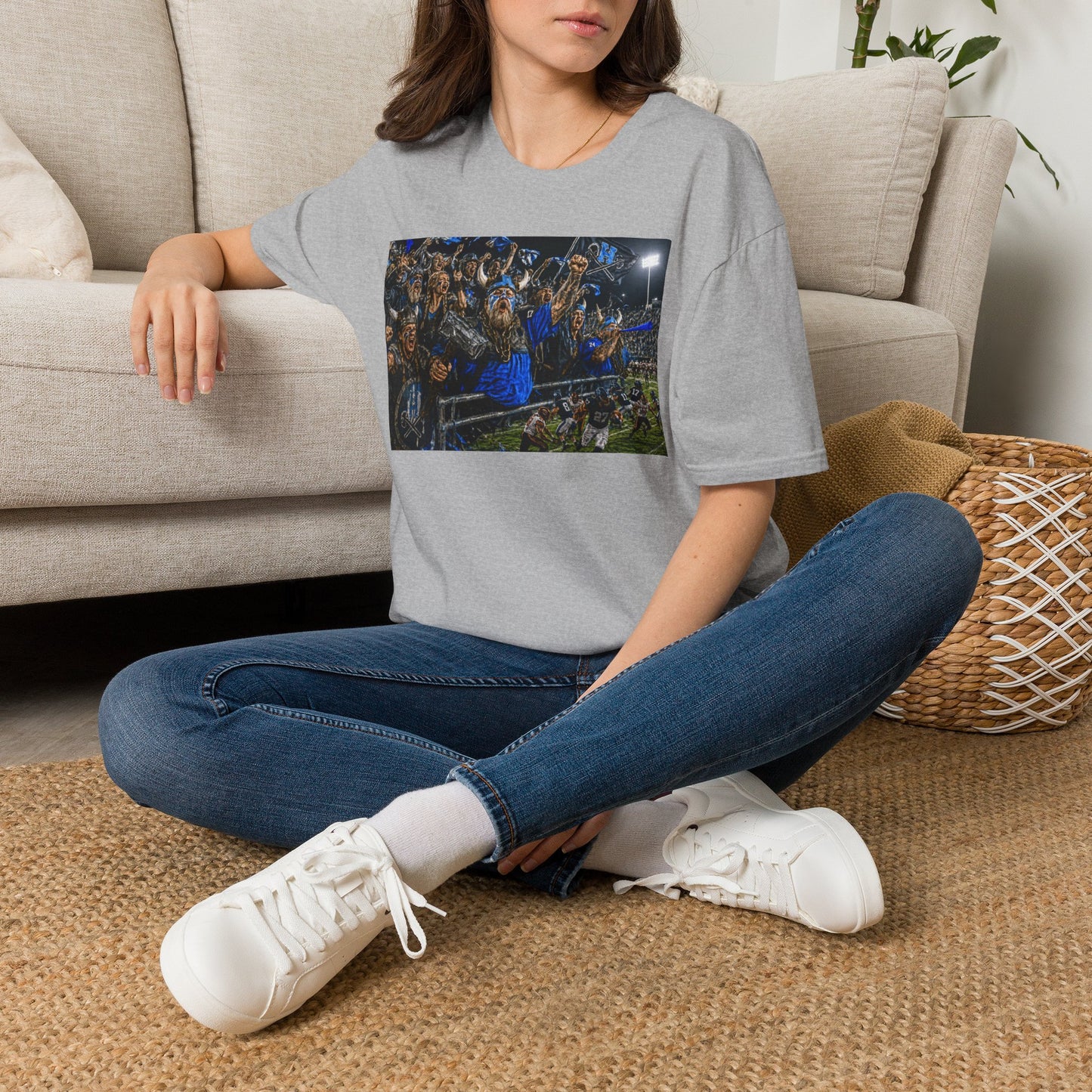 Viking Fans with #1 FAN T‑Shirt — '#1 FAN leading the fight' Graphic Tee - Viking crowd