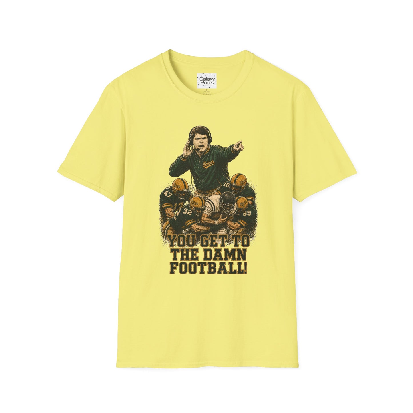 Lees-McRae College Bobcats Vintage Football T-Shirt — Coach Johnson #2  "You Get To The Darm Football" - Forever Undefeated