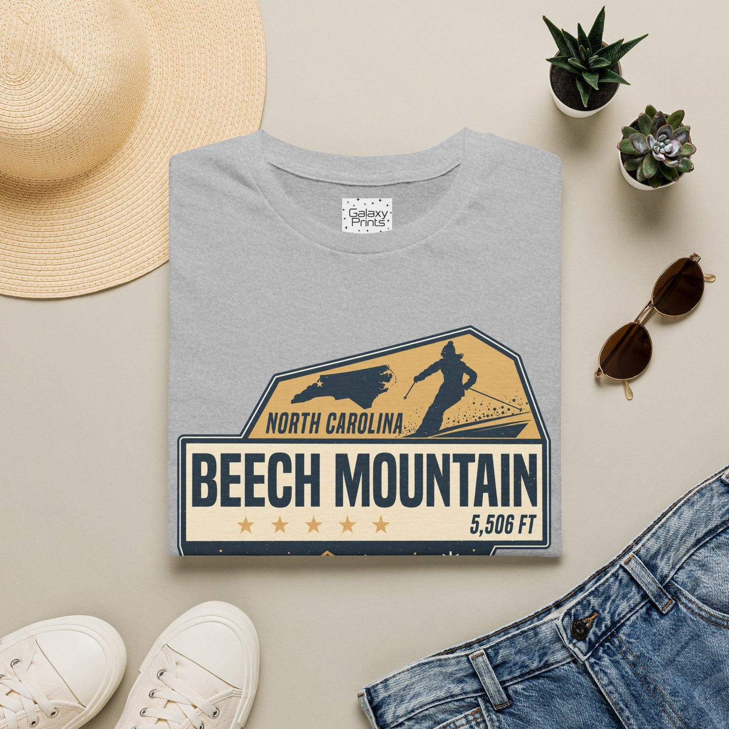 Beech Mountain T‑Shirt — North Carolina Ski & Mountain Vintage Badge (5,506 ft)