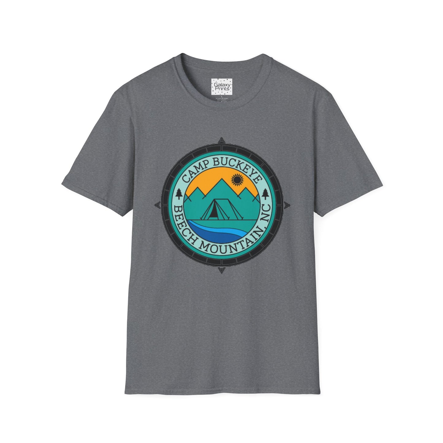 Camp Buckeye Beach Mountains T-Shirt — Vintage Outdoor Camping Badge Tee