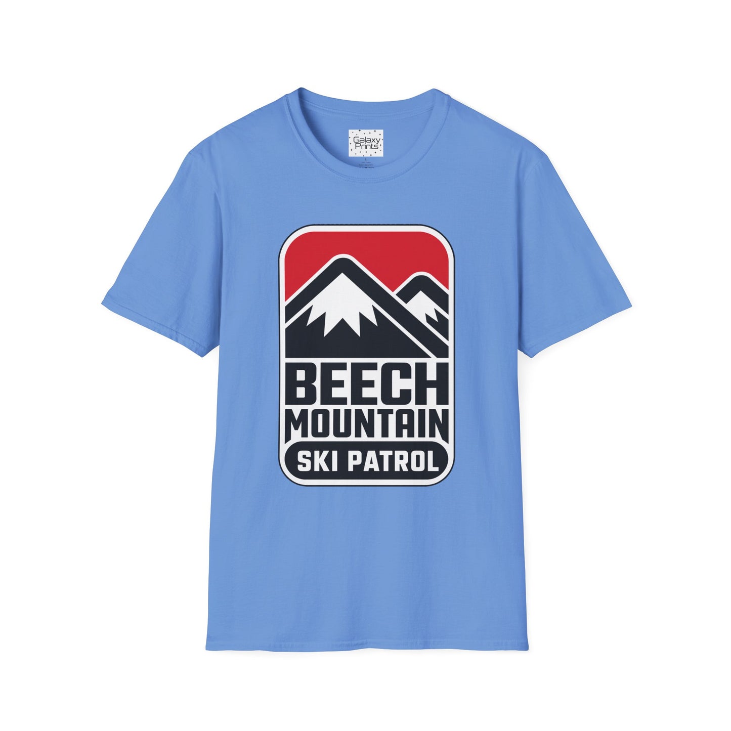 Ski Patrol Beech Mountain Retro T-Shirt — Beech Mountain Ski Patrol with Mountains on the back- logo Tee