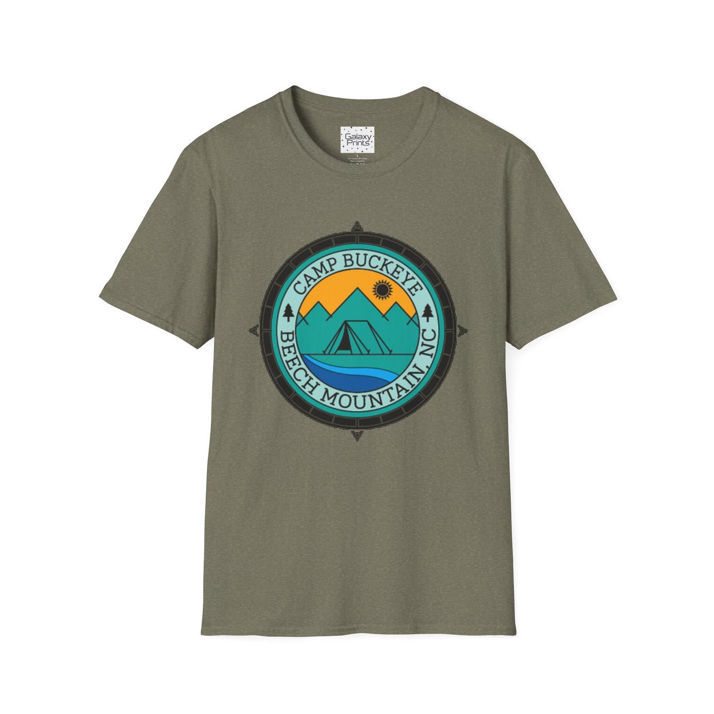 Camp Buckeye Beach Mountains T-Shirt — Vintage Outdoor Camping Badge Tee