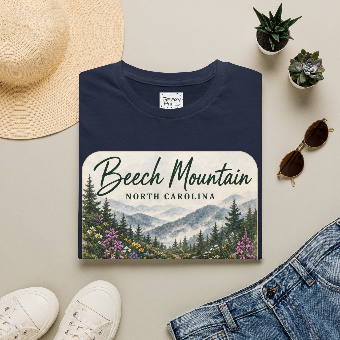 Beech Mountain North Carolina Scenic T-Shirt — Mountain Trail Floral Design