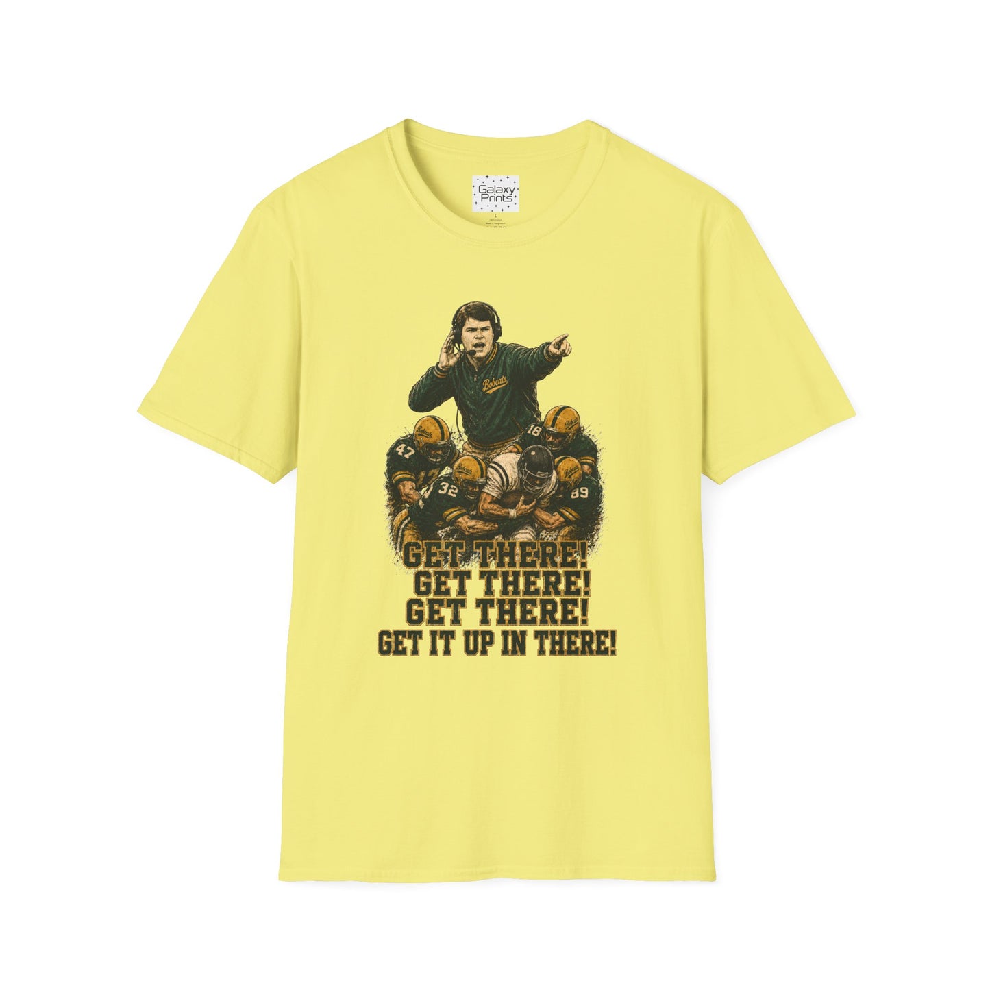 Lees-McRae College Bobcats Vintage Football T-Shirt — Coach Johnson  "Get There! x 3 Get it up" - Forever Undefeated