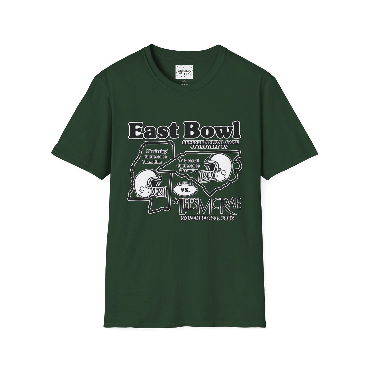 1986 East Bowl Vintage Football T-Shirt — Retro Game Day Tee (East Bowl, Lees McRae)