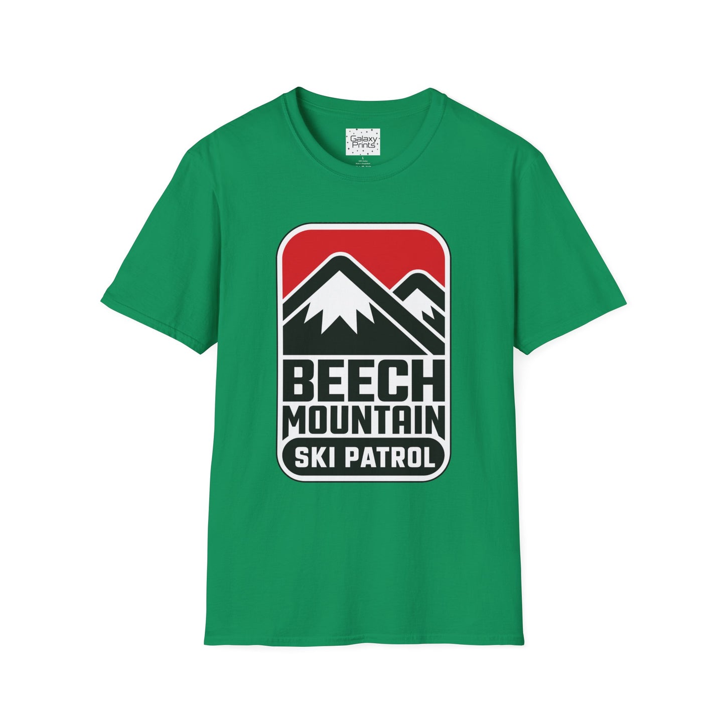 Ski Patrol Beech Mountain Retro T-Shirt — Beech Mountain Ski Patrol with Mountains on the back- logo Tee
