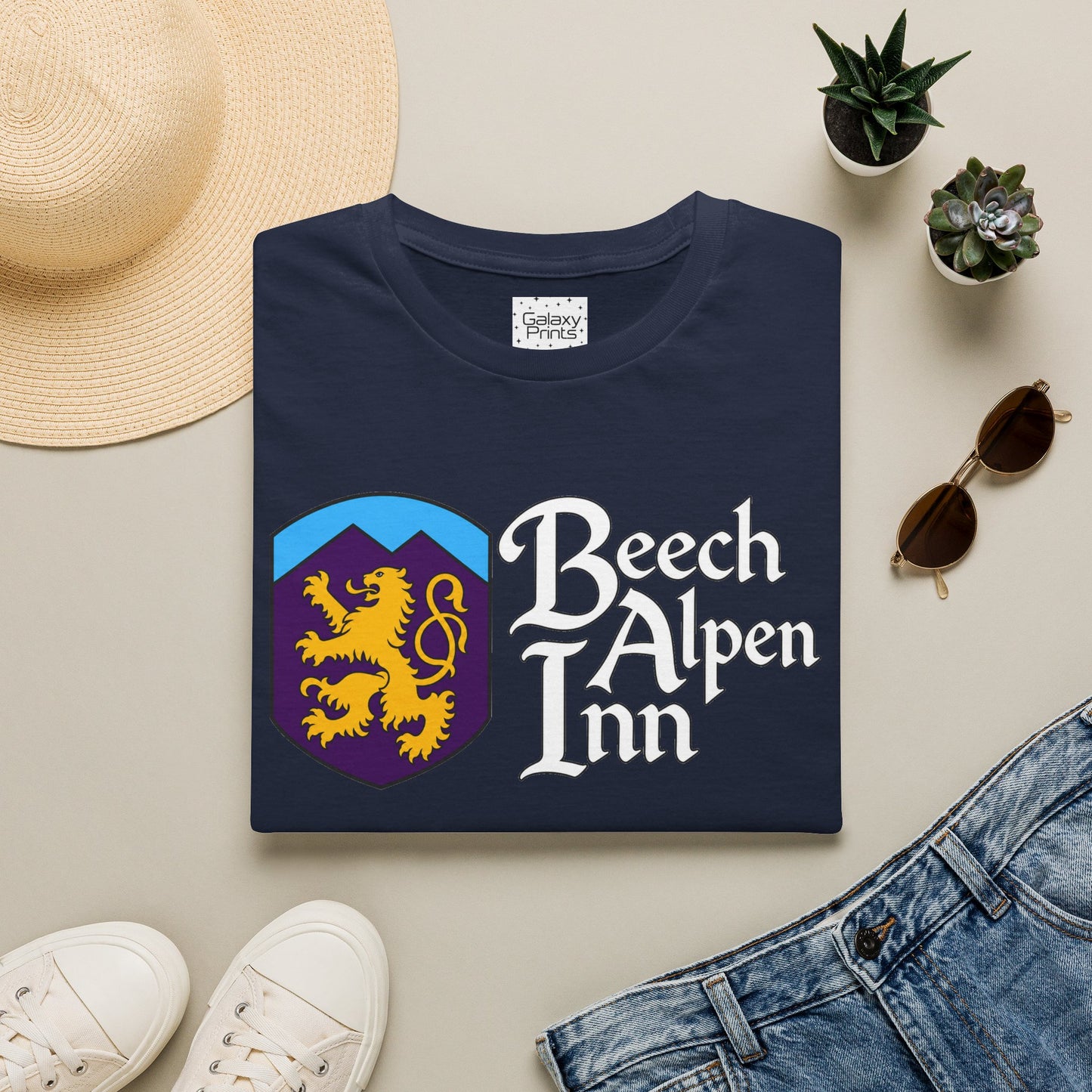 Beech Alpen Inn Crest Tee - (vintage heraldic logo) T-Shirt - Beech Mtn, NC