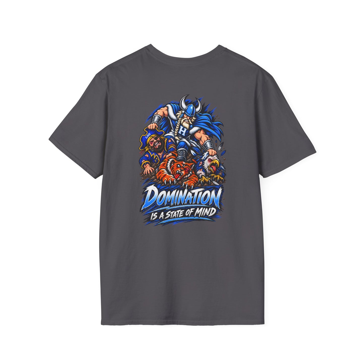 Unisex T-Shirt - Hoggard Vikings Inspired - Hoggard helmet and 'Domination is a State of Mind' - over our rivals