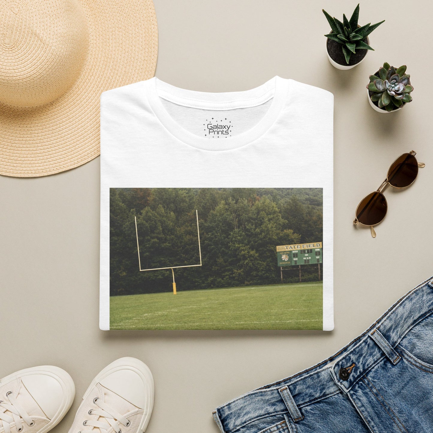 Tate Football Field Photo T-Shirt — Vintage LMC Football Graphic Tee