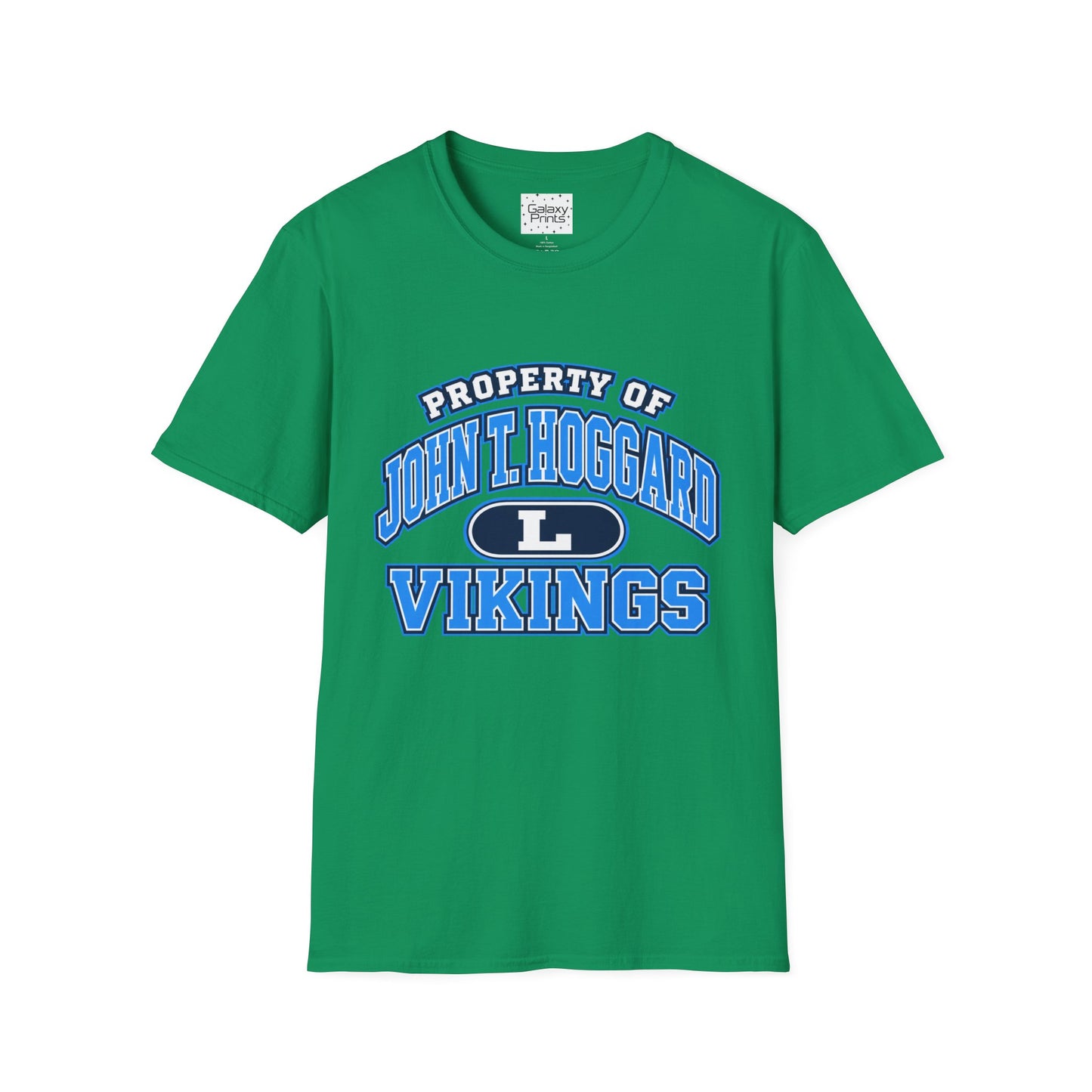 Property of JTH Vikings T‑Shirt L — Viking in Power Circle back - Hoggard School Spirit Tee