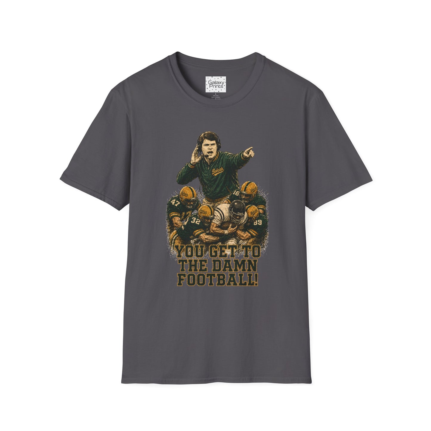 Lees-McRae College Bobcats Vintage Football T-Shirt — Coach Johnson #2  "You Get To The Darm Football" - Forever Undefeated