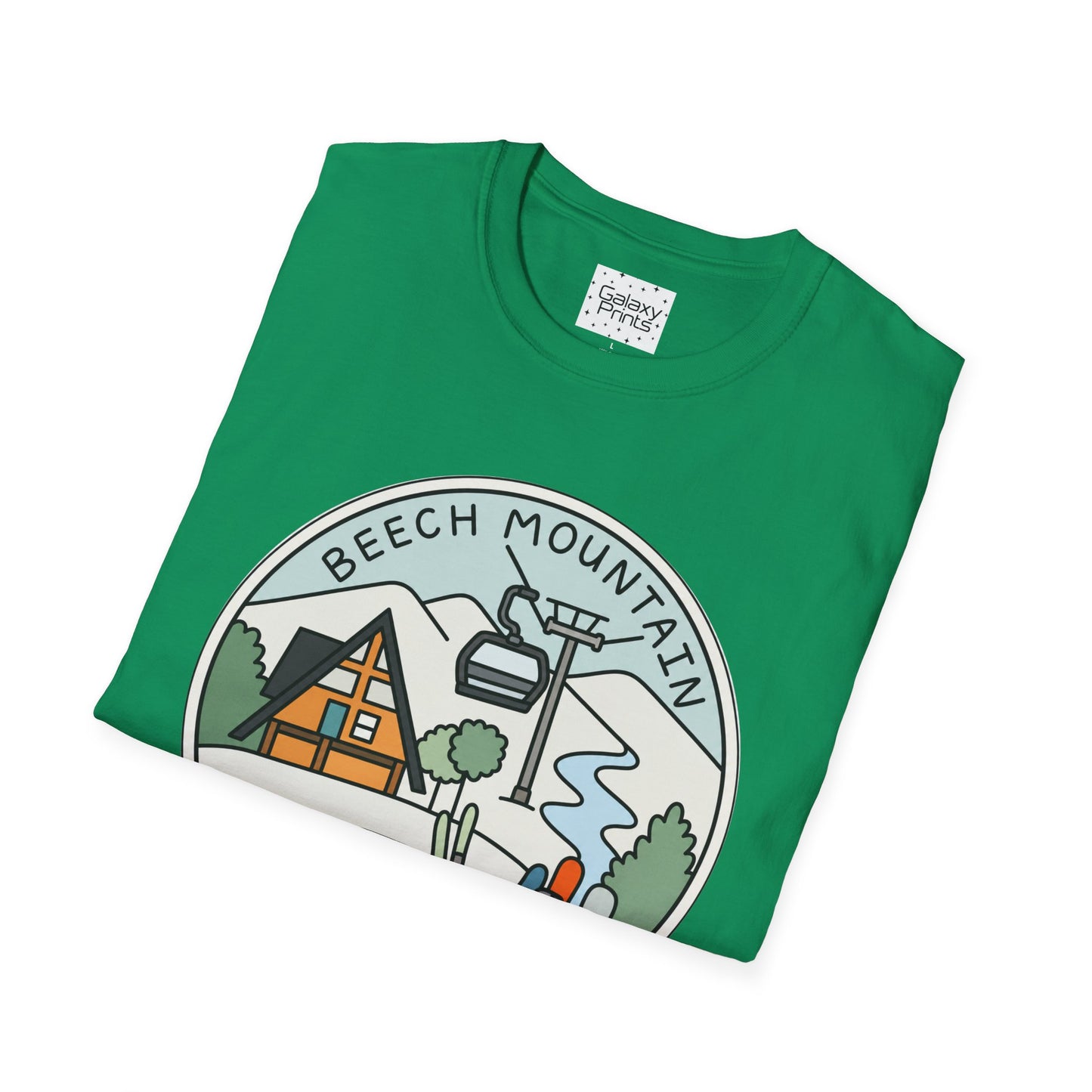 Beech Mountain NC Ski Lift Cartoon T-Shirt — Mountain Cabin & River Outdoor Cartoon Graphic Tee