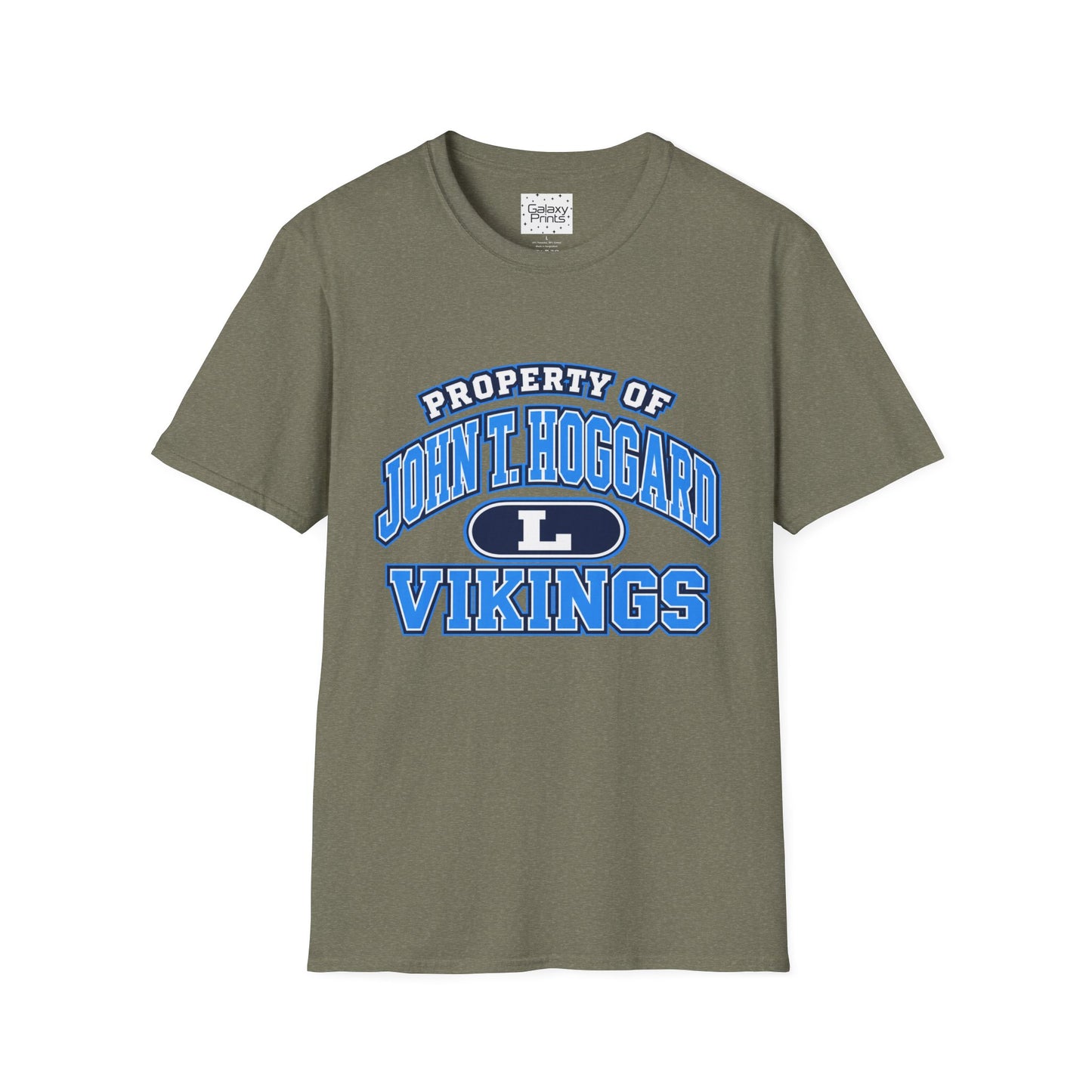 Property of JTH Vikings T‑Shirt L — Viking in Power Circle back - Hoggard School Spirit Tee