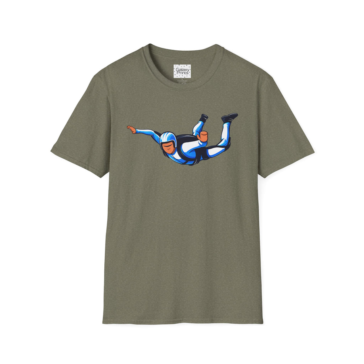 Skydiver Graphic T-Shirt — Blue Wingsuit Freefall Tee - I Survived on the back