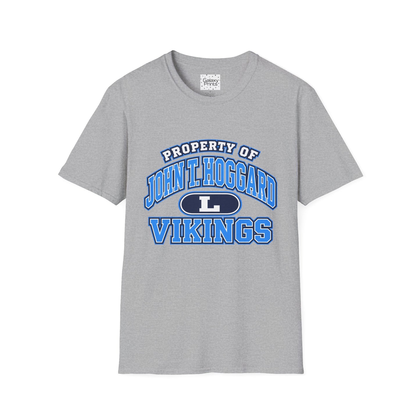 Property of JTH Vikings T‑Shirt L — Viking in Power Circle back - Hoggard School Spirit Tee