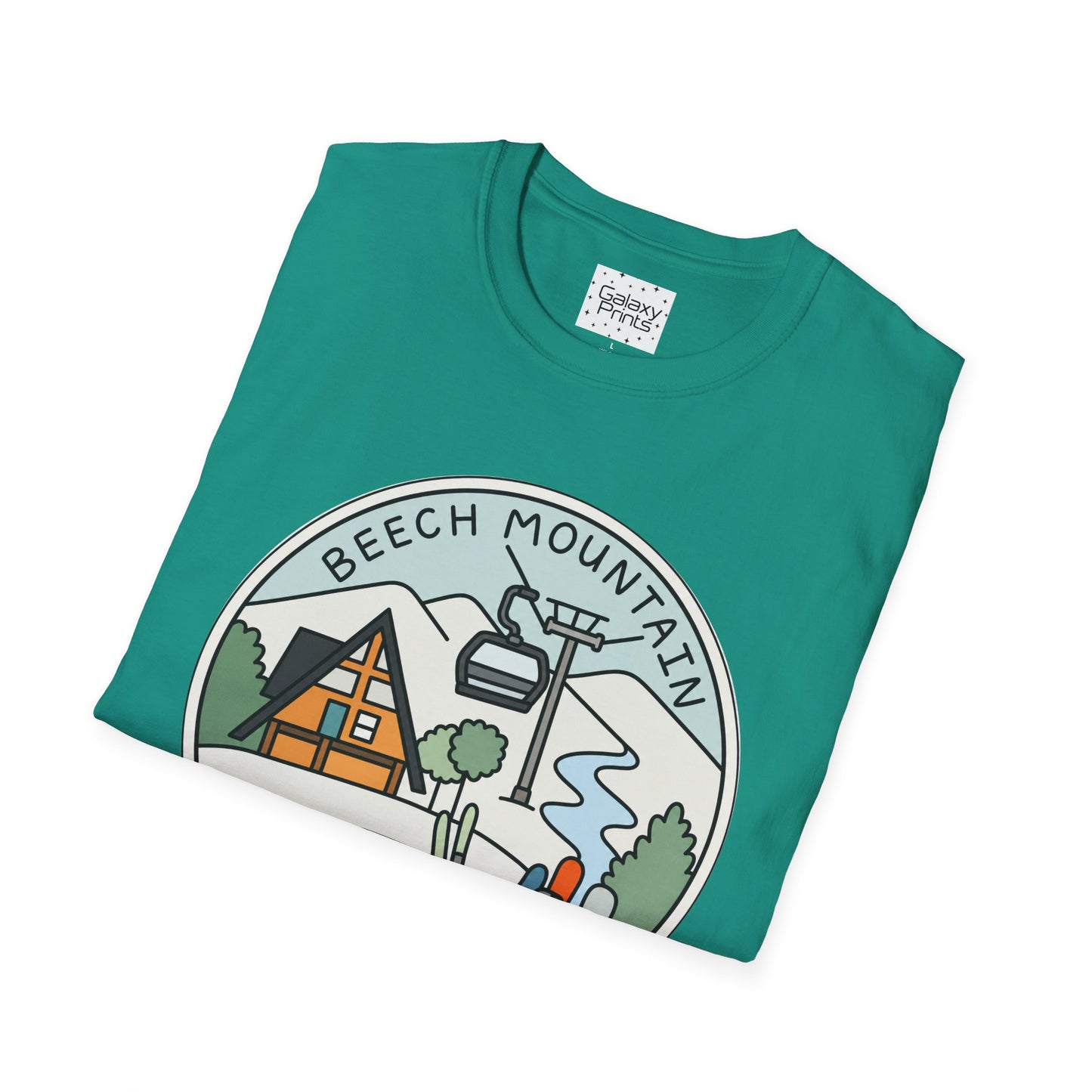 Beech Mountain NC Ski Lift Cartoon T-Shirt — Mountain Cabin & River Outdoor Cartoon Graphic Tee