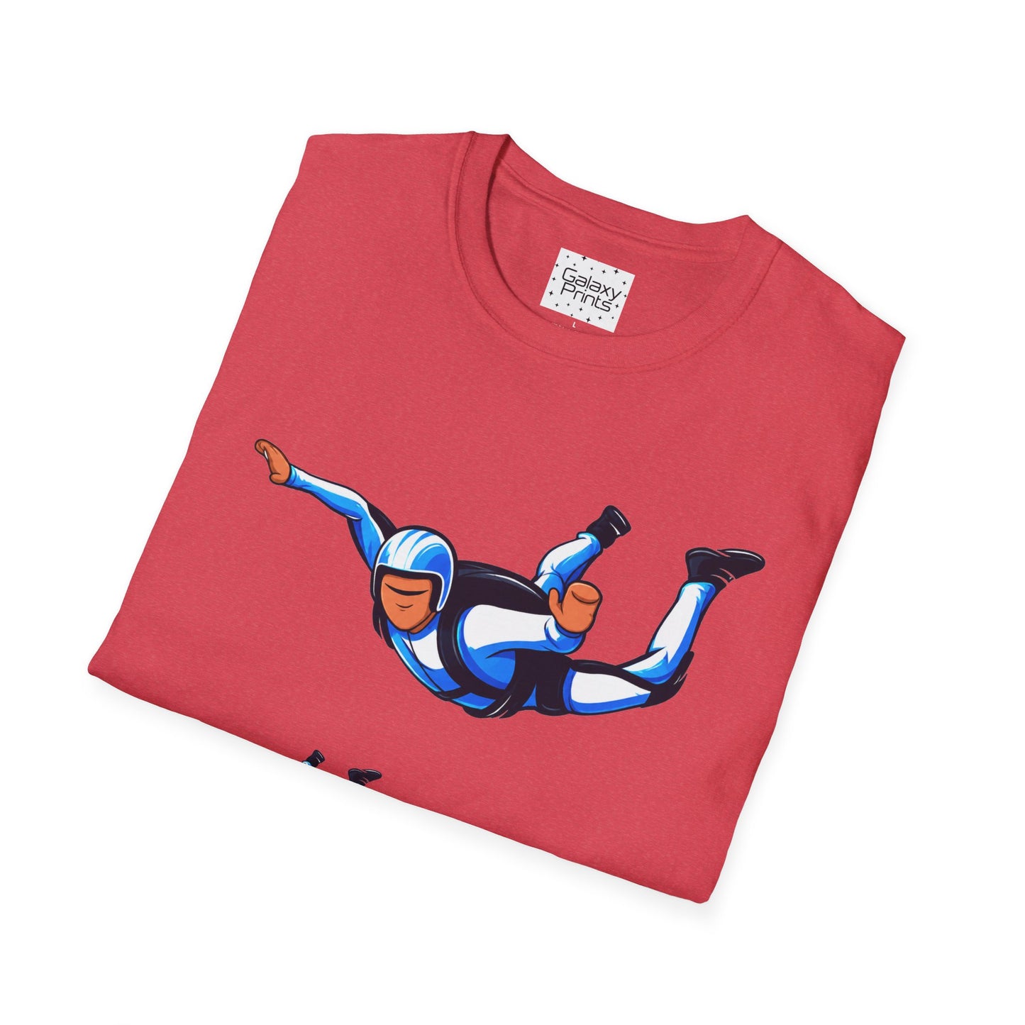 Skydiver Graphic T-Shirt — Blue Freefall Parachute Design