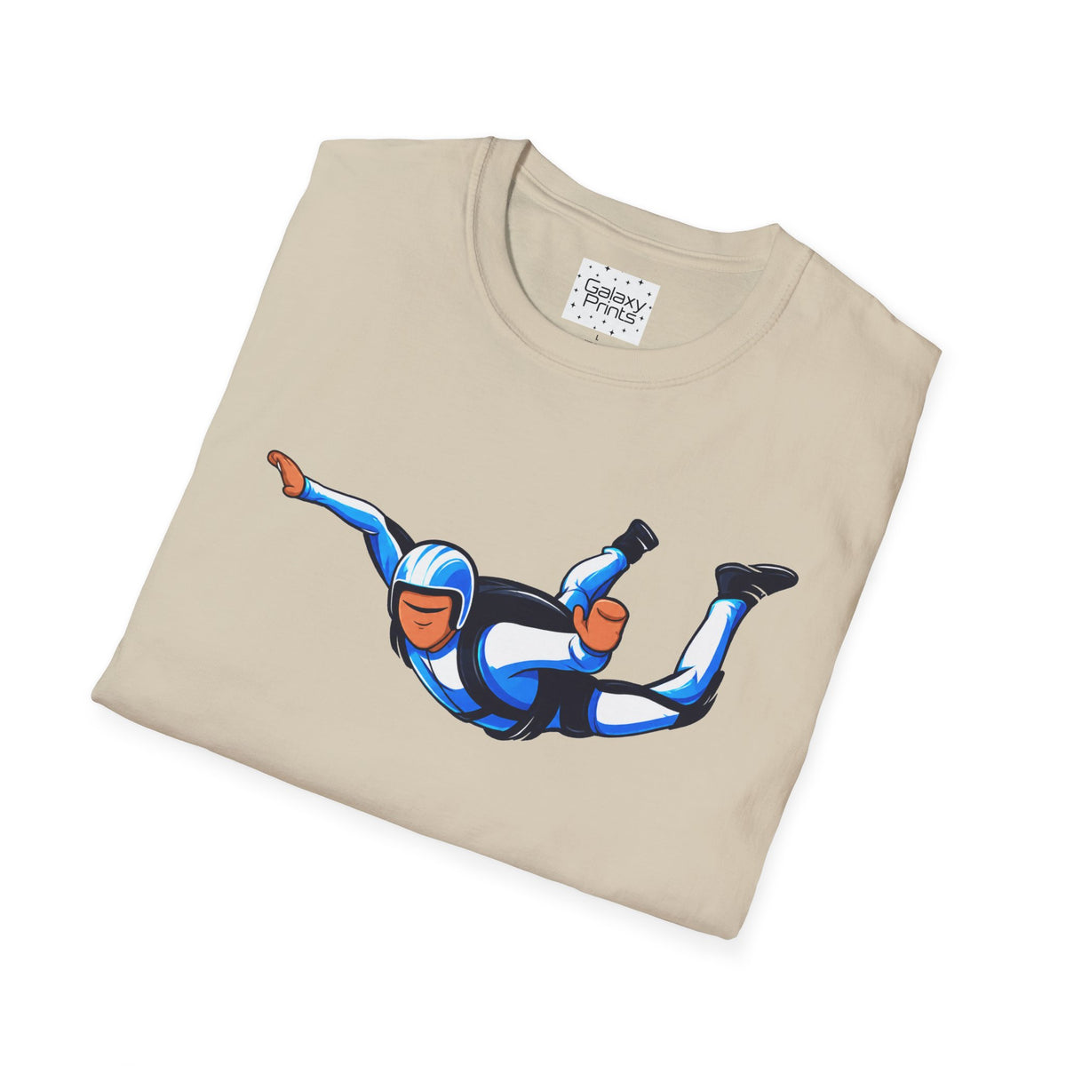 Skydiver Graphic T-Shirt — Blue Wingsuit Freefall Tee - I Survived on the back