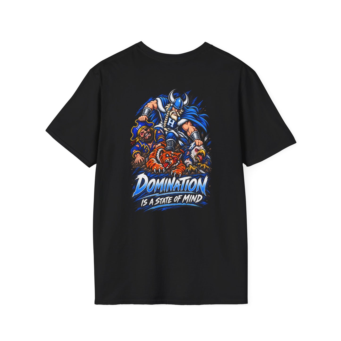 Unisex T-Shirt - Hoggard Vikings Inspired - Hoggard helmet and 'Domination is a State of Mind' - over our rivals