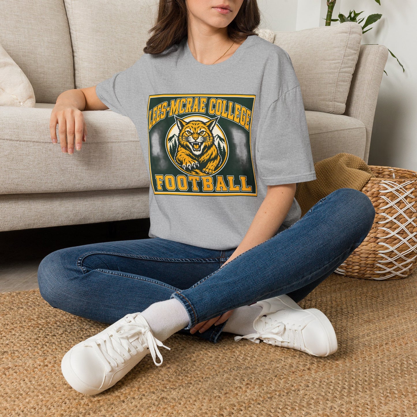 Lees-McRae College Bobcats Vintage Football T-Shirt — Retro Wily Bobcat