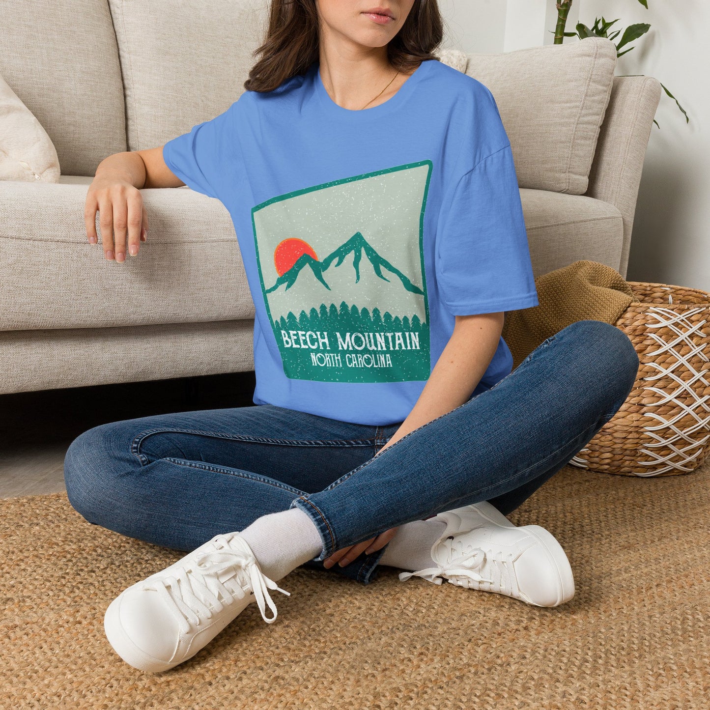 Beech Mountain NC Let it Snow T-Shirt — Retro Mountain Sunrise Snow Tee