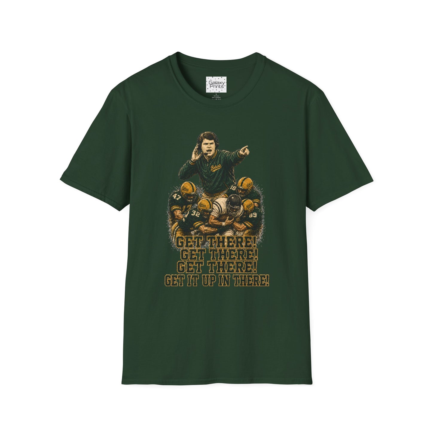 Lees-McRae College Bobcats Vintage Football T-Shirt — Coach Johnson  "Get There! x 3 Get it up" - Forever Undefeated