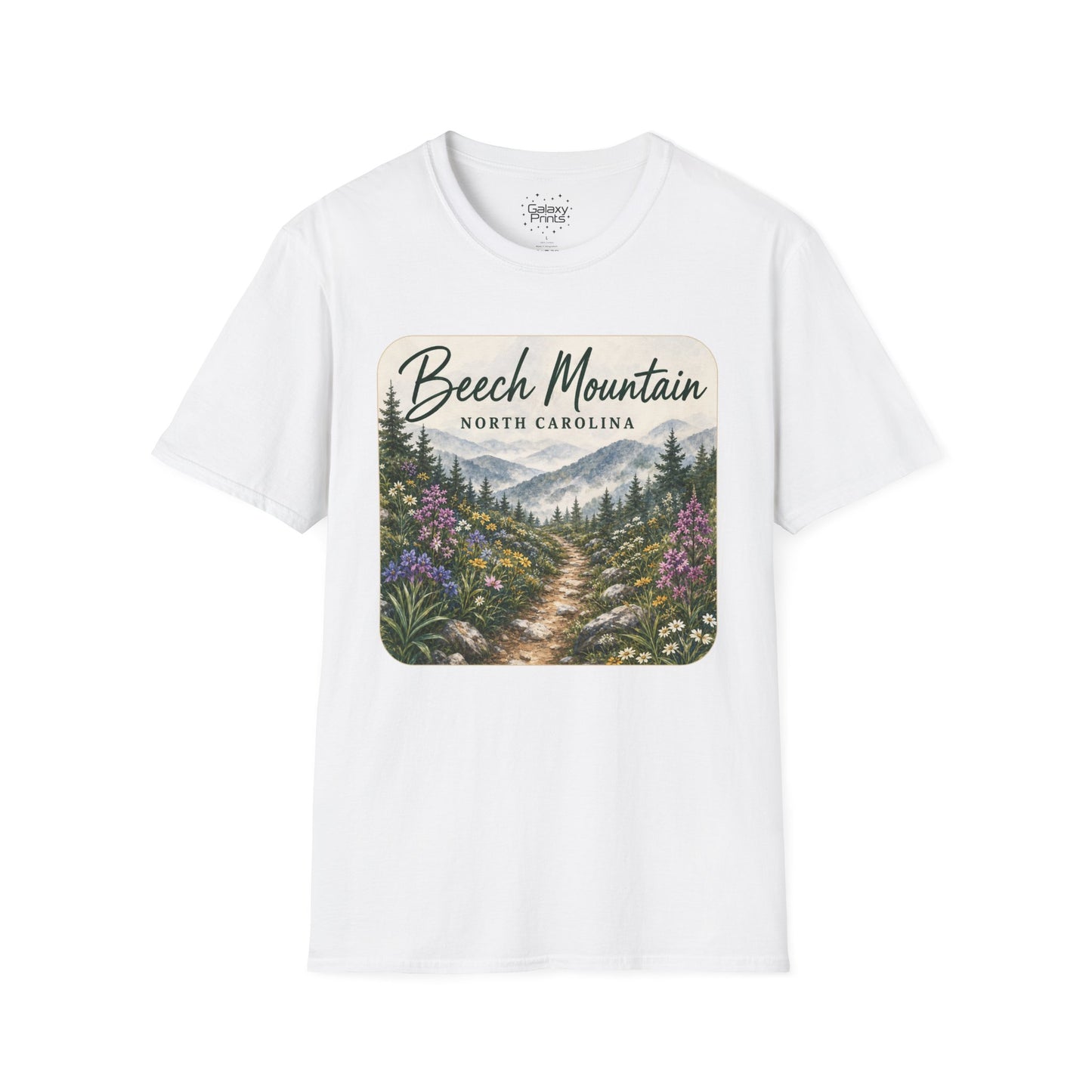 Beech Mountain North Carolina Scenic T-Shirt — Mountain Trail Floral Design