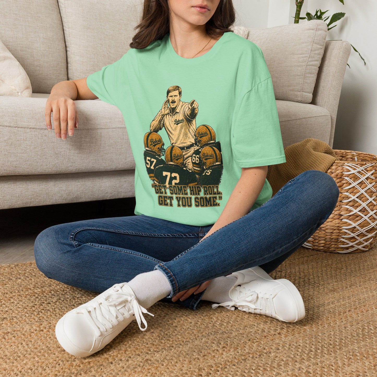 Lees-McRae College Bobcats Vintage Football T-Shirt — Coach Bryan 2  "Get some hip roll, get you some" - Forever Undefeated