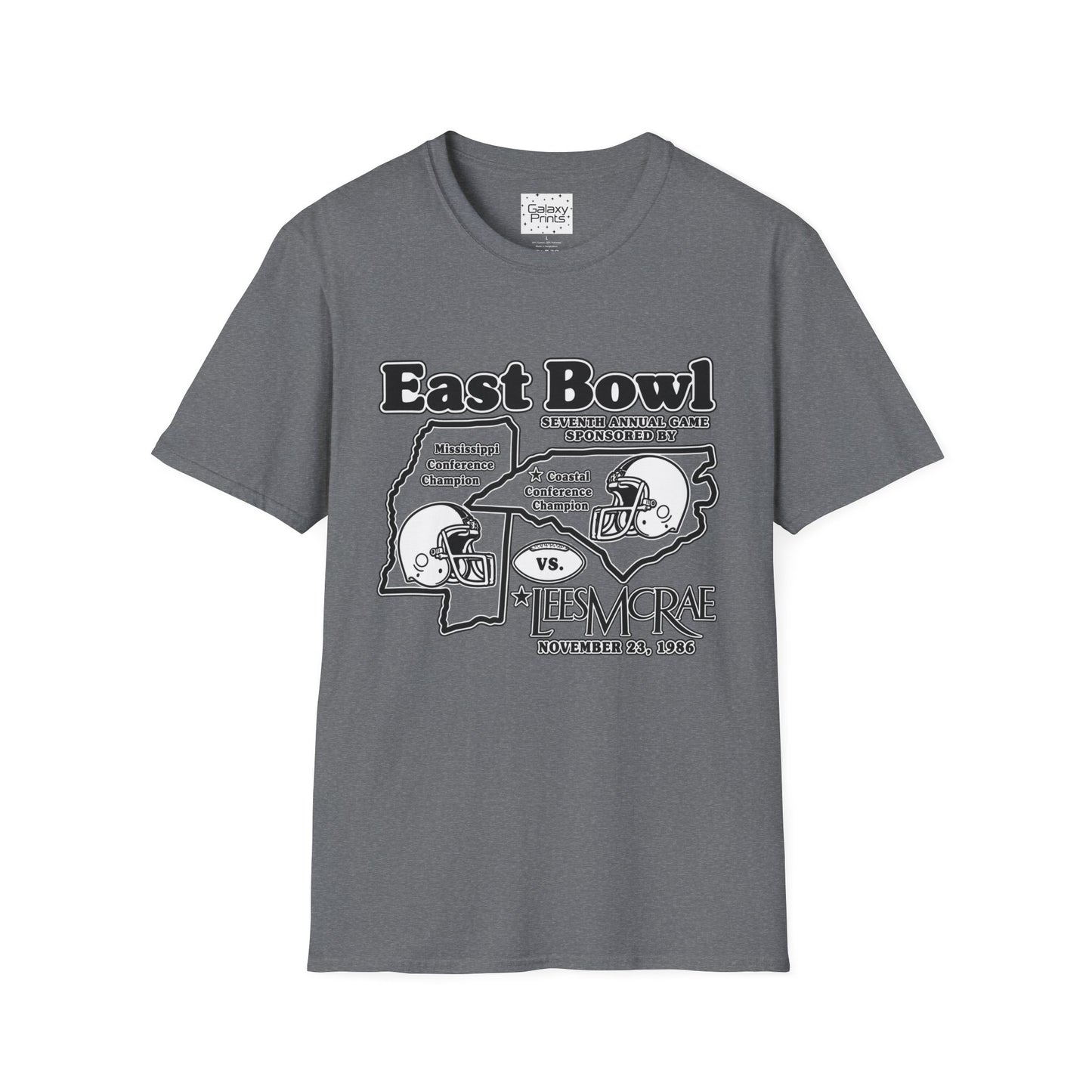 1986 East Bowl Vintage Football T-Shirt — Retro Game Day Tee (East Bowl, Lees McRae)