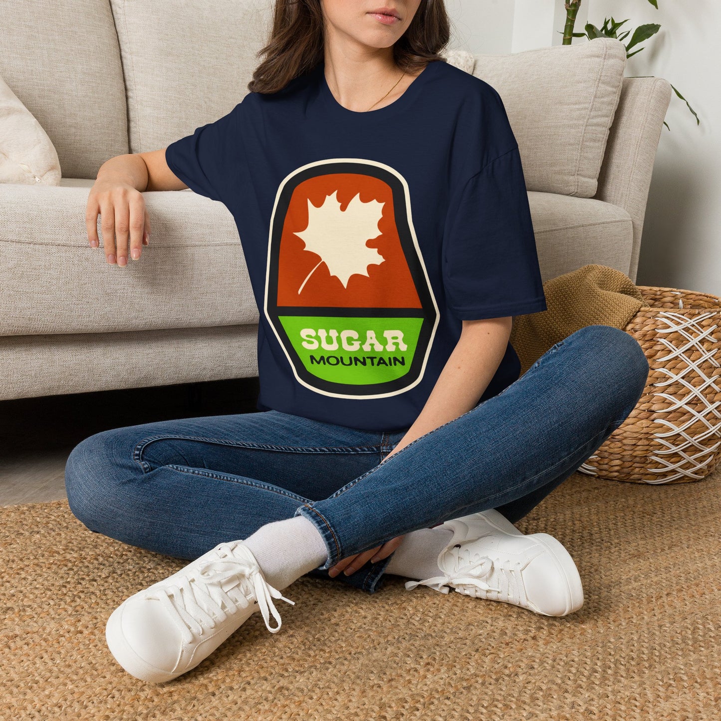Sugar Mountain Ski Maple Leaf T-Shirt - Retro Throw Back to the 80's