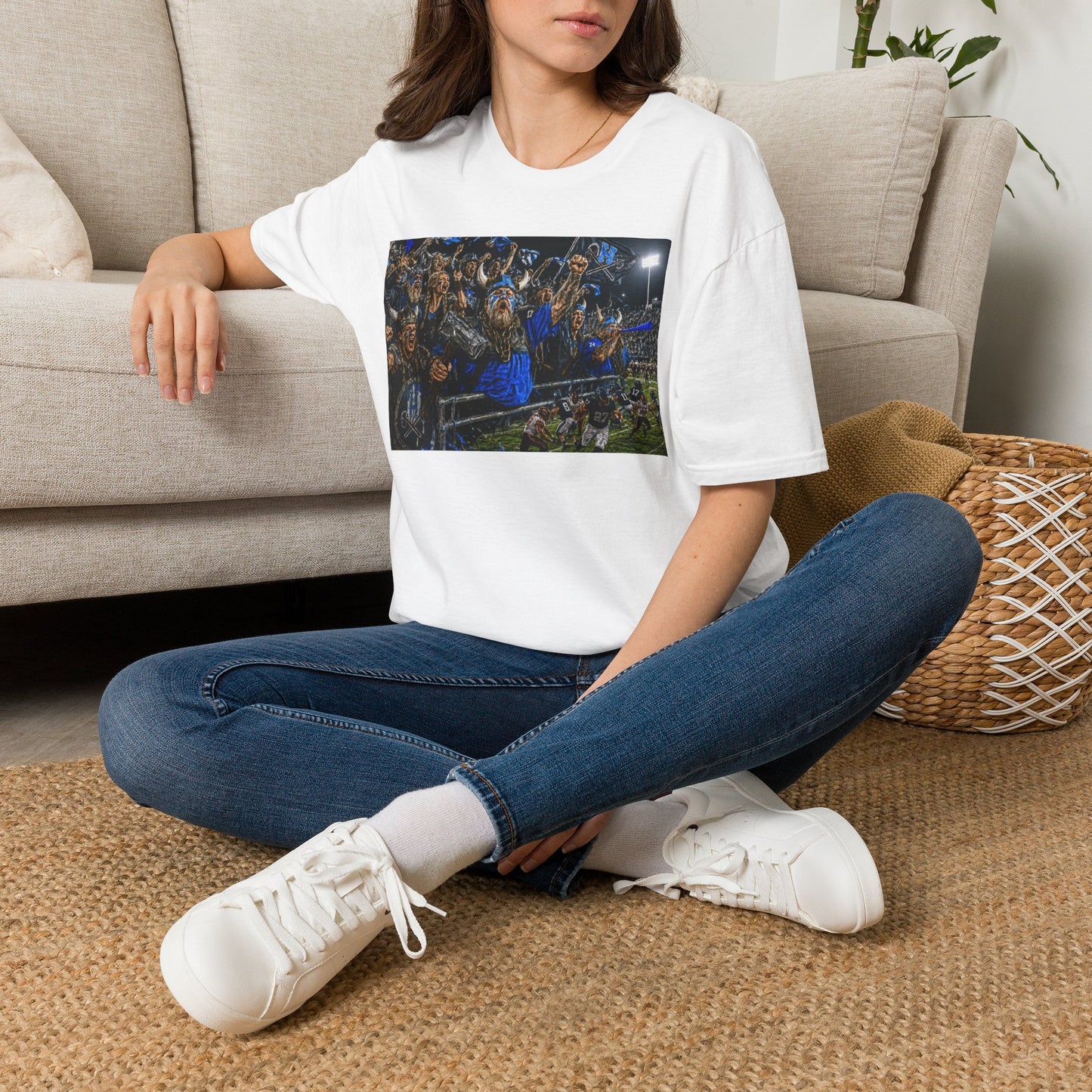 Viking Fans with #1 FAN T‑Shirt — '#1 FAN leading the fight' Graphic Tee - Viking crowd