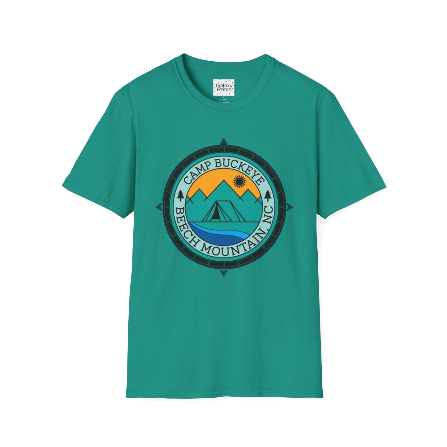 Camp Buckeye Beach Mountains T-Shirt — Vintage Outdoor Camping Badge Tee