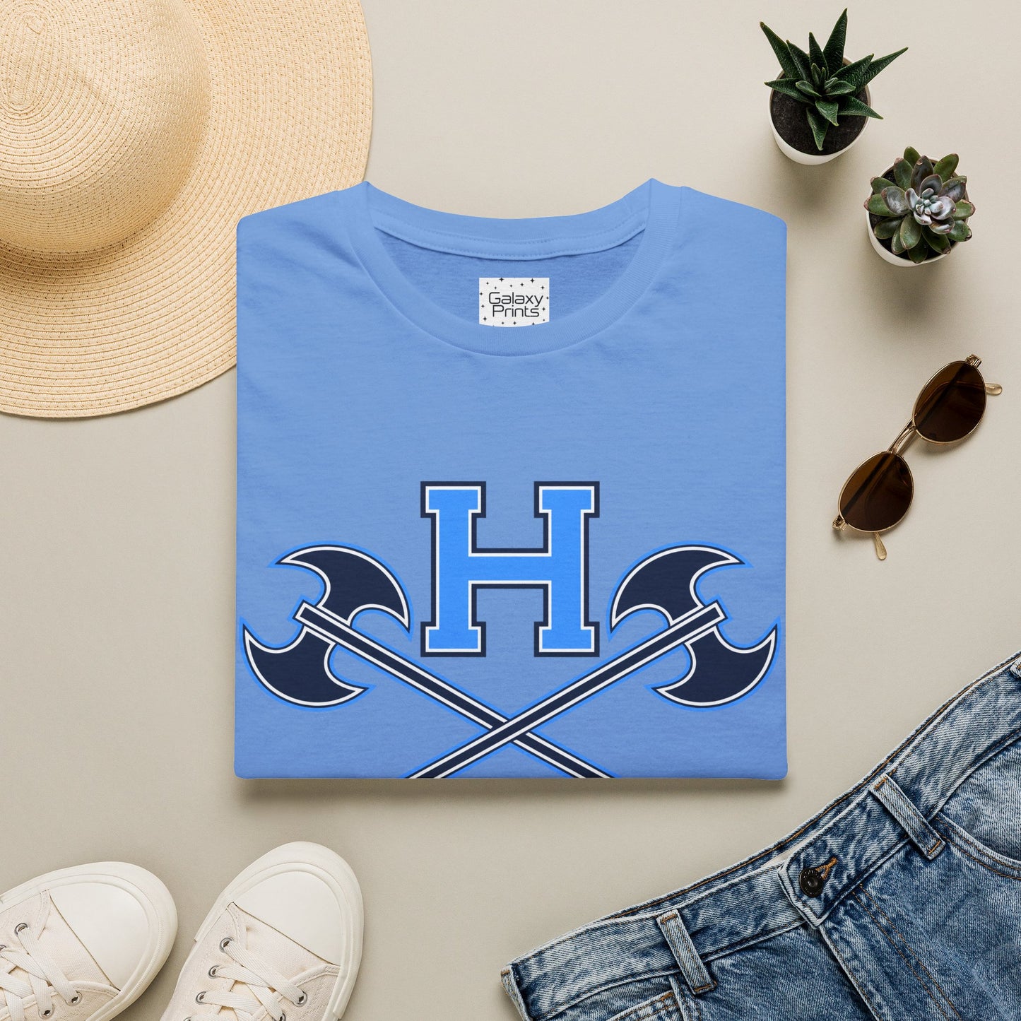 Hoggard - H w/ Axes T-Shirt – Blue 'H' with Crossed Battle Axes Graphic Spirit Tee
