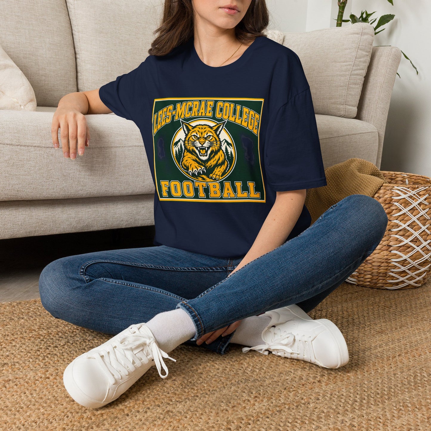 Lees-McRae College Bobcats Vintage Football T-Shirt — Retro Wily Bobcat