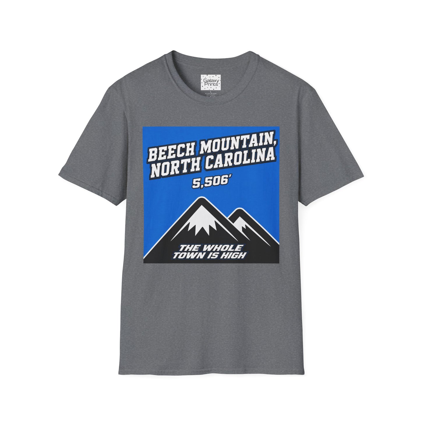 Beech Mountain, NC - The whole town is High T-Shirt — 5,506' Mountain Souvenir Tee