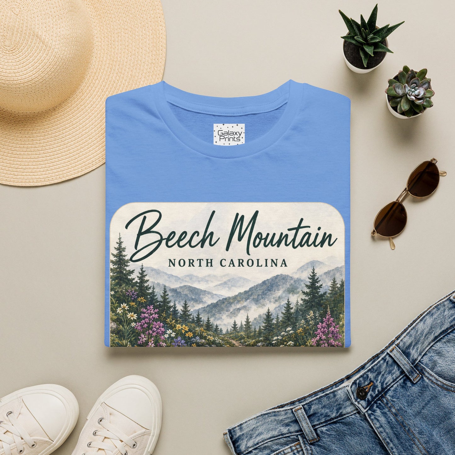 Beech Mountain North Carolina Scenic T-Shirt — Mountain Trail Floral Design