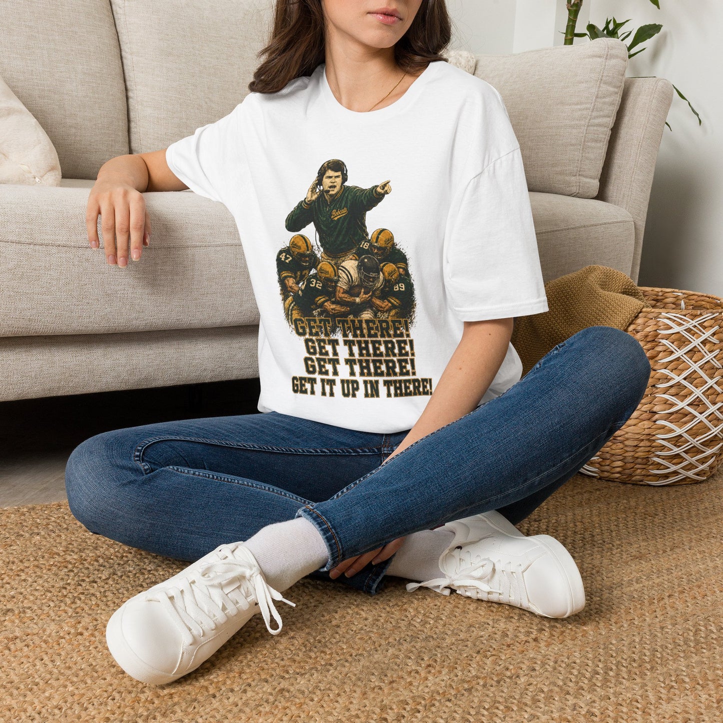 Lees-McRae College Bobcats Vintage Football T-Shirt — Coach Johnson  "Get There! x 3 Get it up" - Forever Undefeated