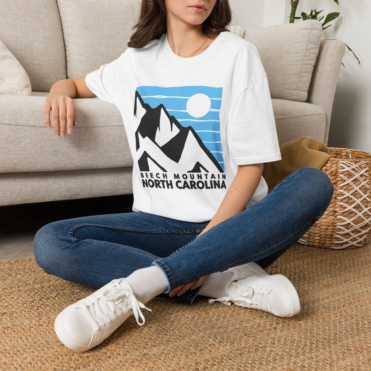 Beach Mountain North Carolina T-Shirt — Retro Mountain Range Sun Graphic Tee