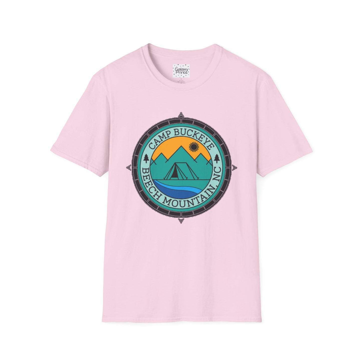 Camp Buckeye Beach Mountains T-Shirt — Vintage Outdoor Camping Badge Tee